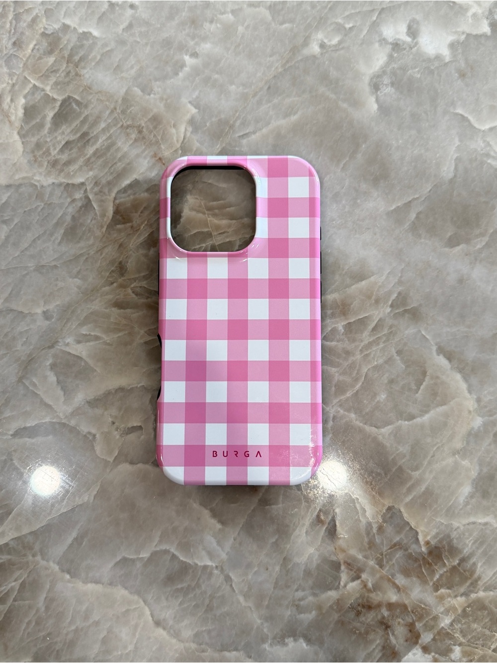 Burga Pink Gingham Protective Phone Case